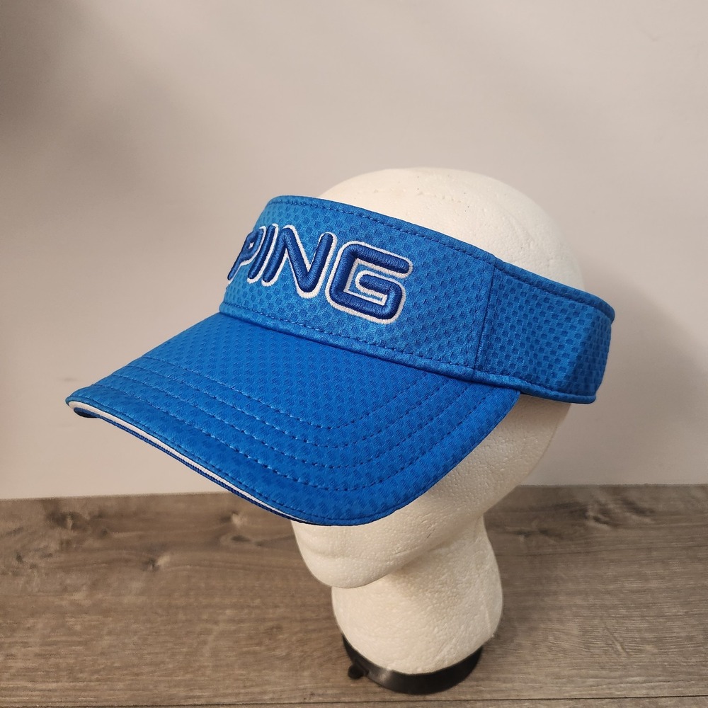 Ping Golf Blue Embroidered Strapback Adjustable Sun Visor Hat 100% Polyester